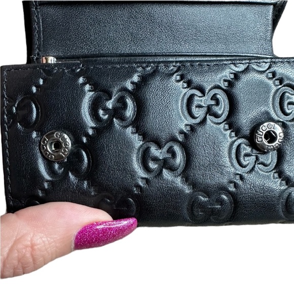 GUCCI RARE LARGE GG GUCCISSIMA BLACK LEATHER 6 RING CASE WALLET - Picture 8 of 15